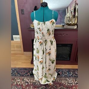 Abercrombie and Fitch orange print midi